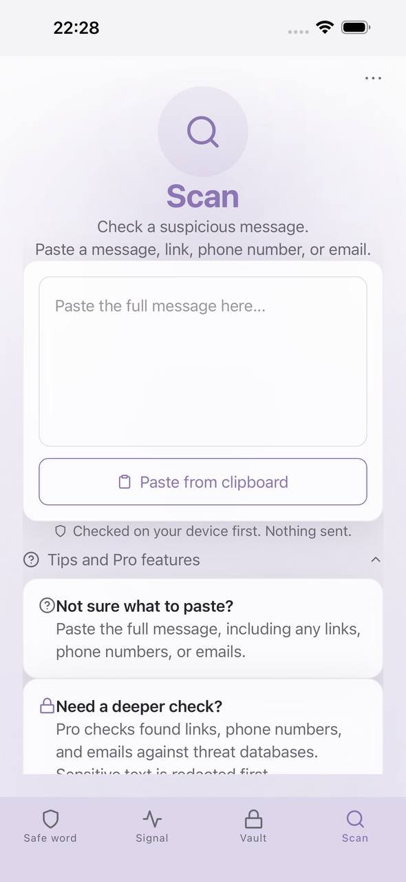 Scam check — light